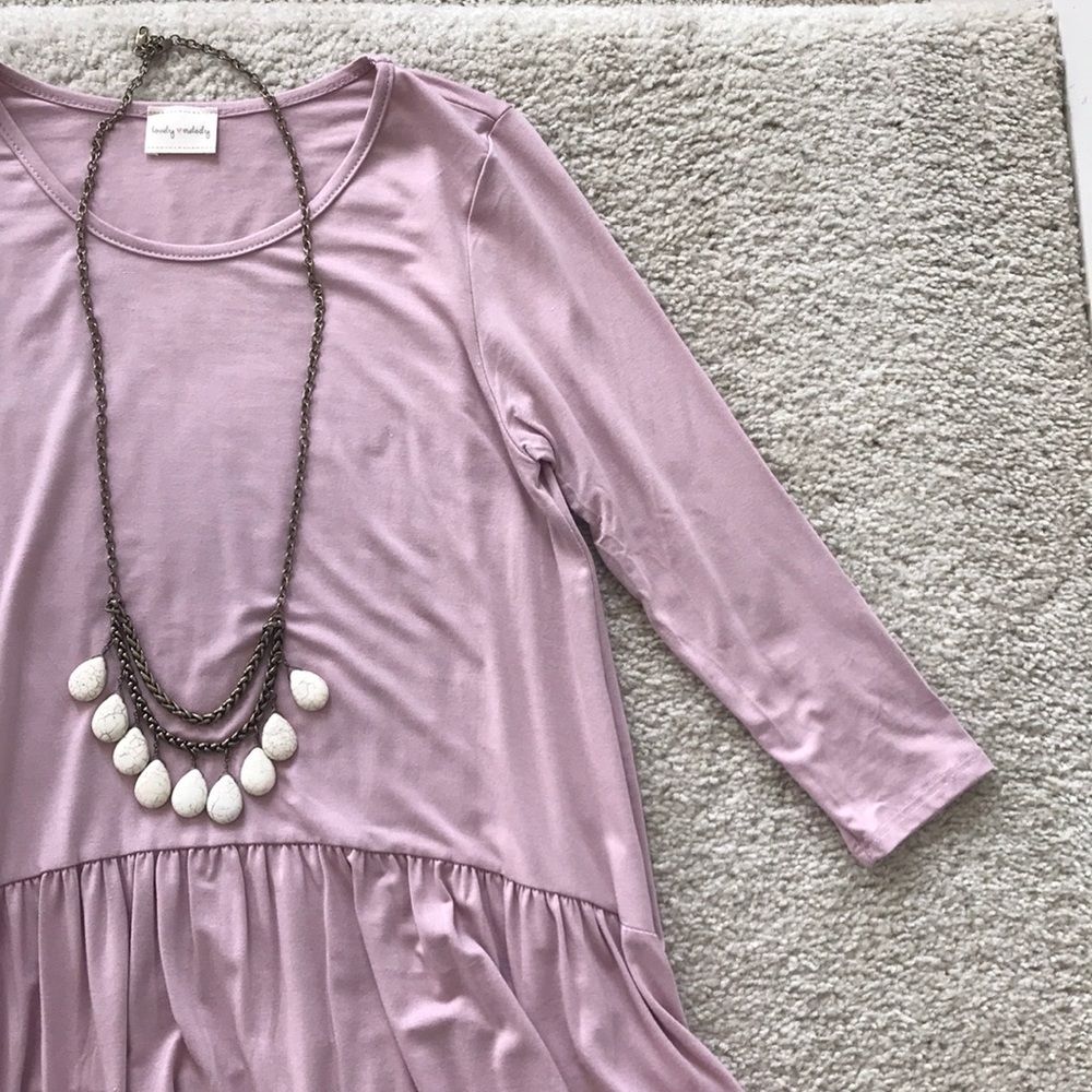 Mauve Color 3/4 Sleeve Tunic Top - Picture 4 of 5